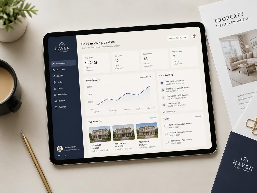 Interface de l'application Guy Immobilier sur tablette